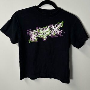 FOX RACING women's black multi graphic baby tee (XS-S), youth M.